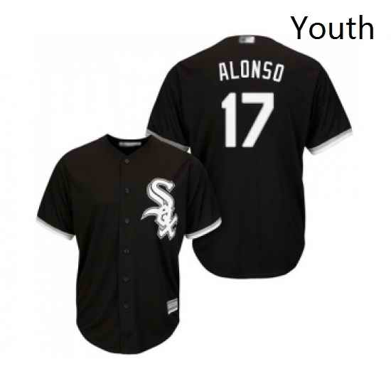 Youth Chicago White Sox 17 Yonder Alonso Replica Black Alternate Home Cool Base Baseball Jersey